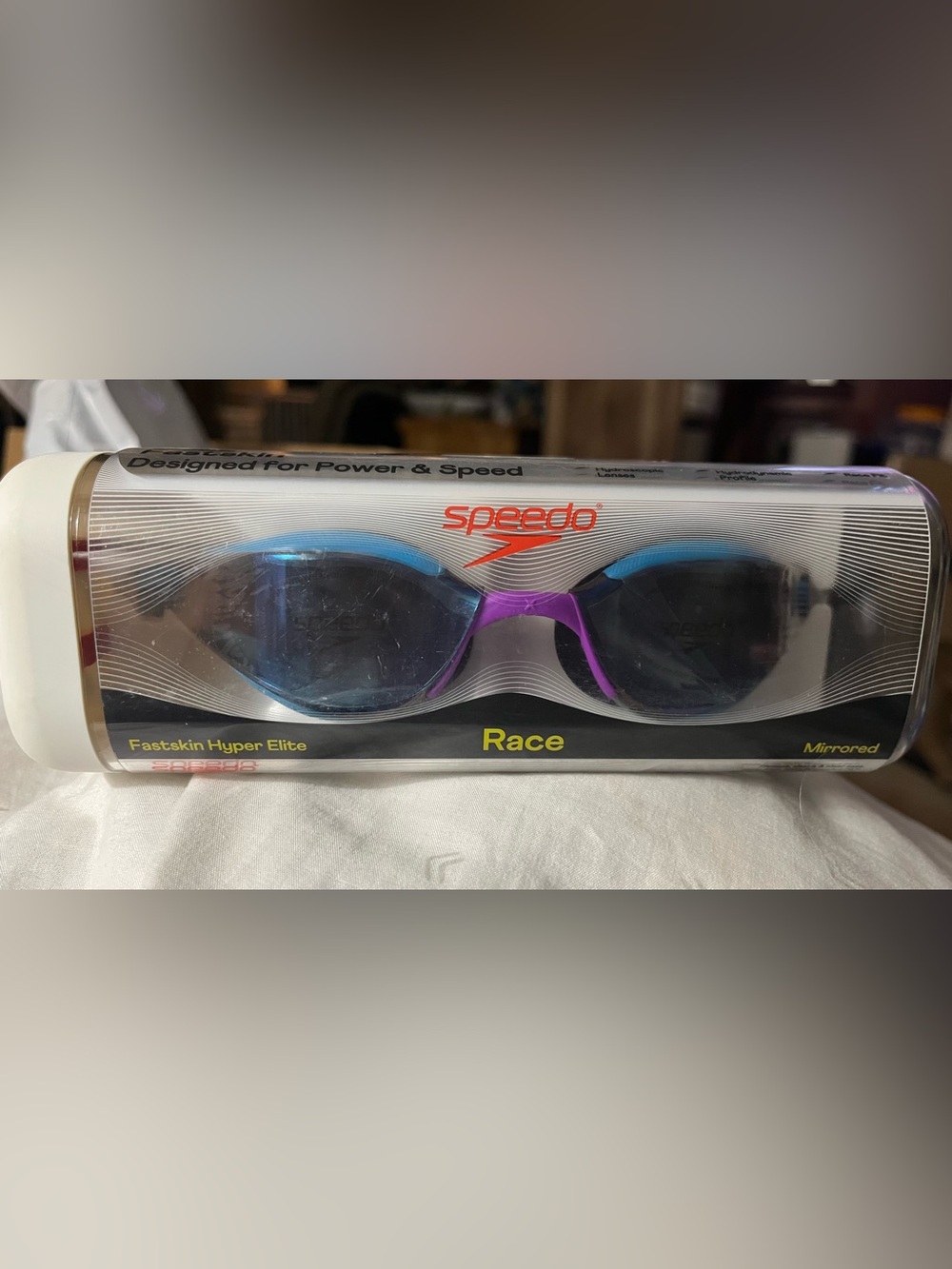 Speedo Swim Goggles in Blue and Purple with Clear Case